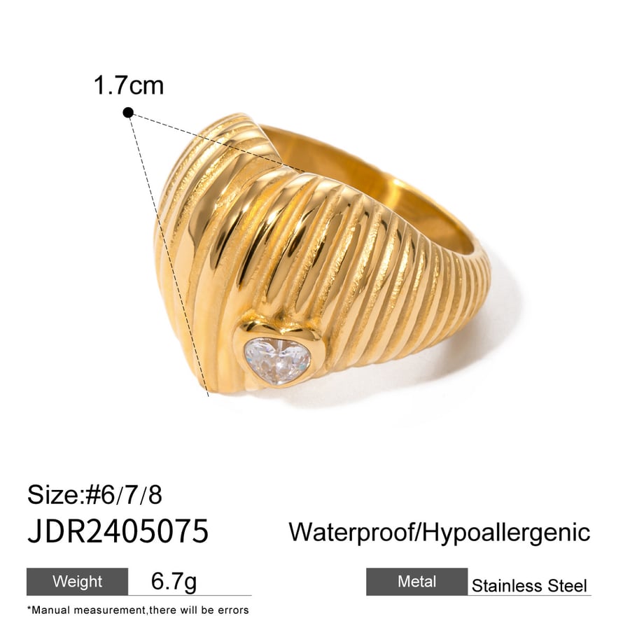 1 Piece Classic Retro Style Conch Shape Stainless Steel 18K Gold Inlay Zircons Women's Single Ring Picture2