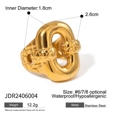 1 Paar Klassische Serie Retro Geometrische Edelstahl 18K Vergoldet Frauen Einzelner Ring h5 Bild2