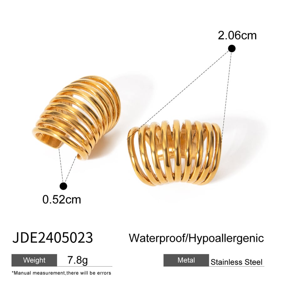 1 Paar Simple Series Einfache geometrische Edelstahl 18 Karat vergoldet Damen Clip-on Ohrringe Bild2