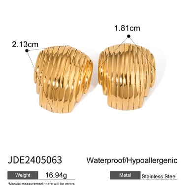 1 Paar Simple Series Ins Style Streifen Edelstahl 18 Karat vergoldet Damen Ohrstecker h5 Bild2