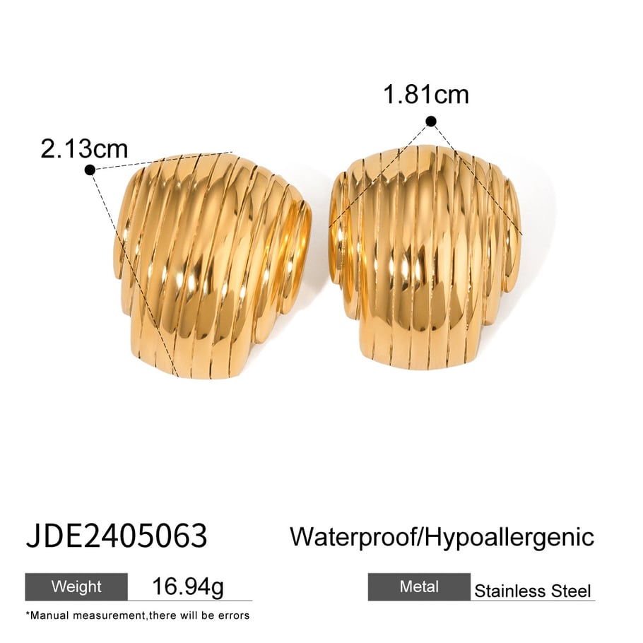 1 Paar Simple Series Ins Style Streifen Edelstahl 18 Karat vergoldet Damen Ohrstecker Bild2