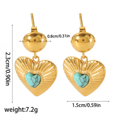 1 pair of classic fashion 18k gold-plated stainless steel pearl natural stone love pendant earrings women's jewelry daily wear h5 