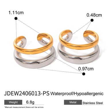 1 Paar Simple Series Einfacher geometrischer Edelstahl 18 Karat vergoldeter Damen-Einzelring h5 Bild2