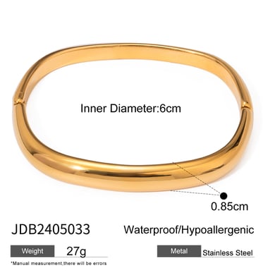 1 Piece Simple Style Square Shape Stainless Steel 18K Gold Plated Women's Bangles h5 Picture2
