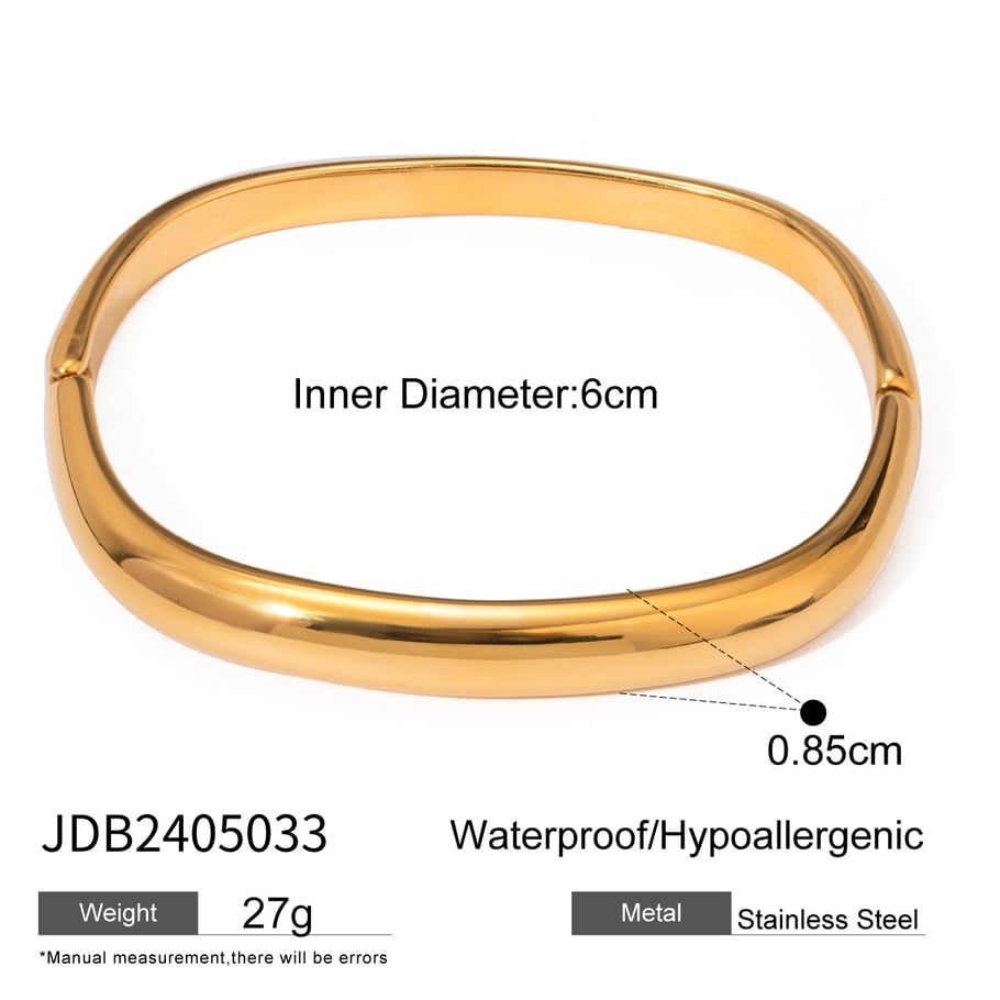 1 Piece Simple Style Square Shape Stainless Steel 18K Gold Plated Women's Bangles Picture2