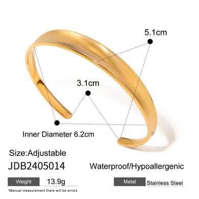 1 Piece Minimalist Style Solid Color Geometric Stainless Steel 18K Gold Plated Women's Bangles h5 Picture2