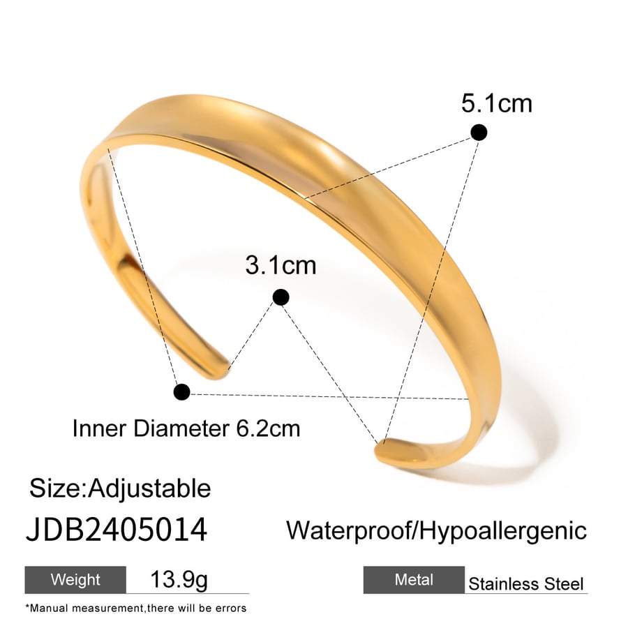 1 Piece Minimalist Style Solid Color Geometric Stainless Steel 18K Gold Plated Women's Bangles Picture2