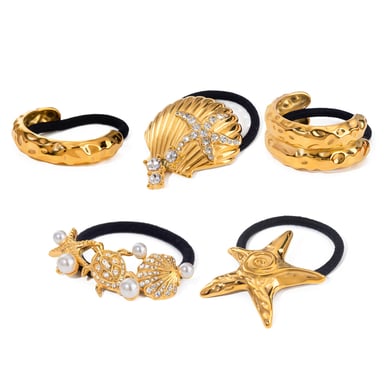 1 Paar Simple Series Retro Turtle Edelstahl 18 Karat vergoldet Damen Haarbänder h5 Bild2
