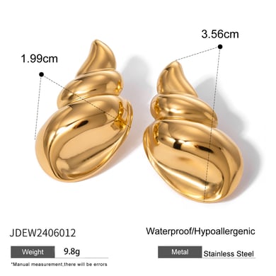 1 Paar dreidimensionale, polierte Muschelohrringe aus 18 Karat Gold-Edelstahl, hochwertige, leichte Luxus-Ohrringe aus poliertem Titanstahl, Unisex-Ohrringe h5 Bild2