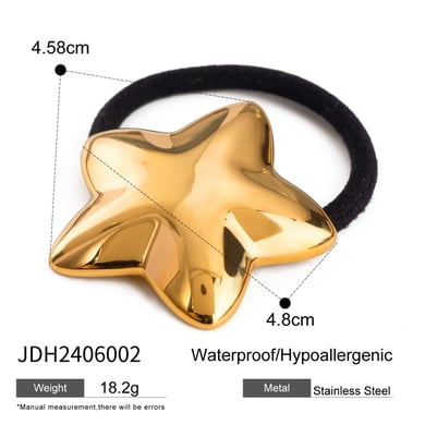 1 Piece Simple Style Pentagram Shape Stainless Steel 18K Gold Plated Women's Hair Bands h5 Picture2