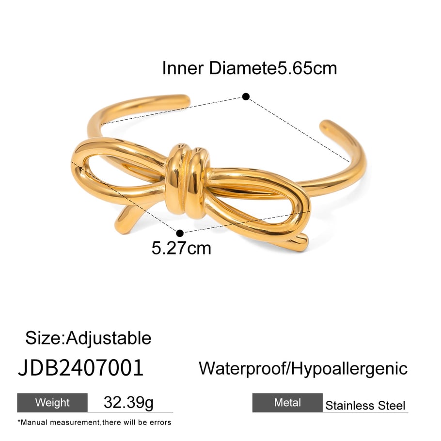 1 Piece Simple Series Sweet Bow Knot Stainless Steel 18K Gold Plated Women Bangles Picture2