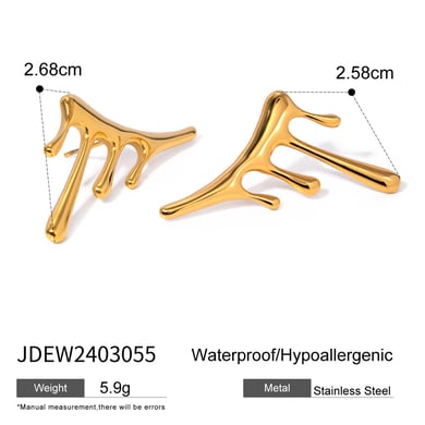 1 Pair Simple Series Simple irregular Stainless Steel 18K Gold Plated Women Stud Earrings h5 Picture2
