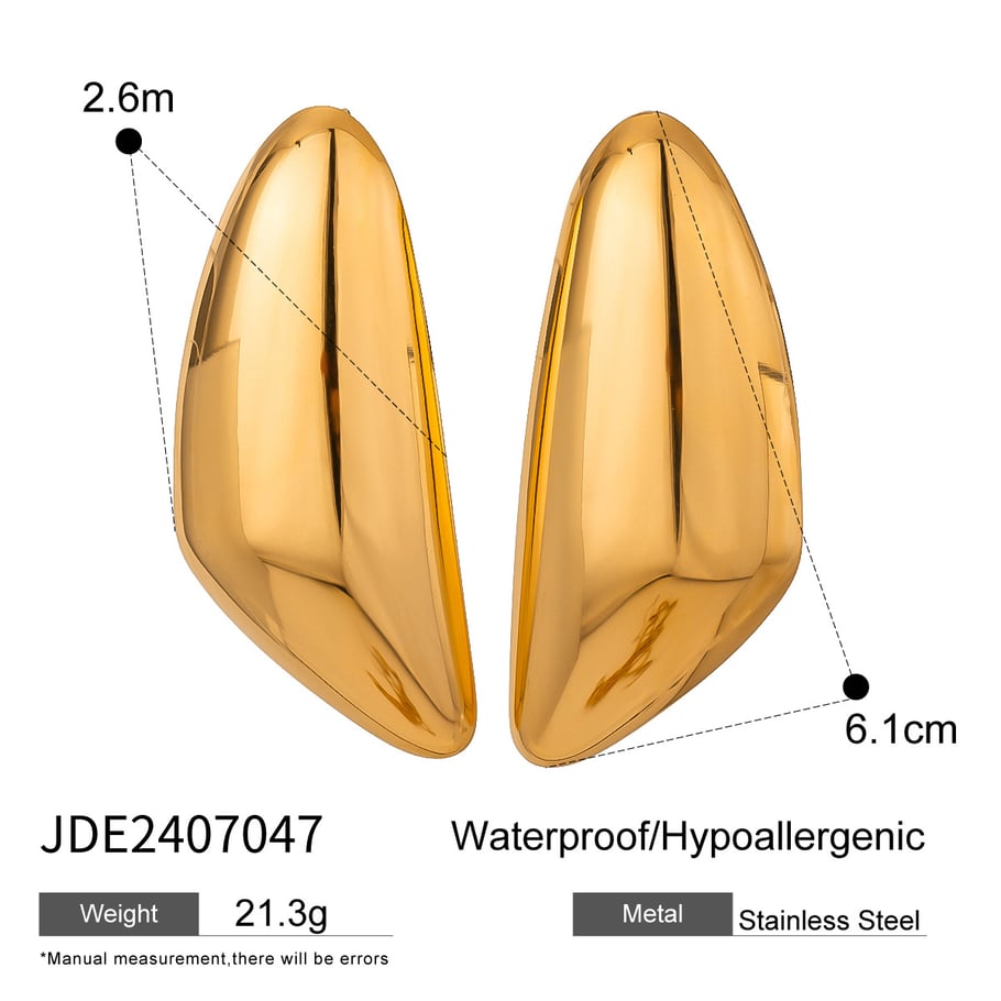 1 Pair Simple Series Simple Droplet Stainless Steel 18K Gold Plated Women Stud Earrings Picture2