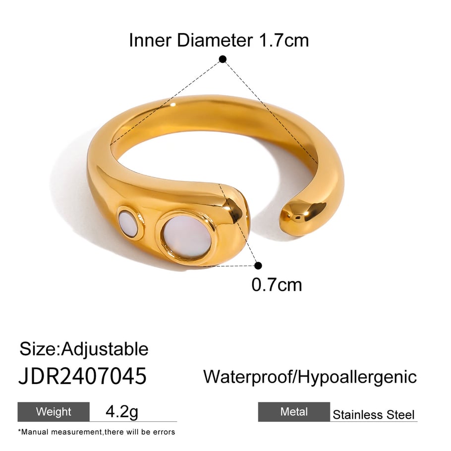 1 Pair Simple Series Simple Geometric Stainless Steel 18K Gold Plated Shell Women Adjustable Rings Picture2