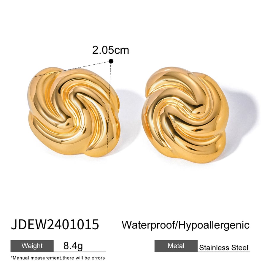 1 Pair Simple Series Retro Twist Stainless Steel 18K Gold Plated Women Stud Earrings Picture2