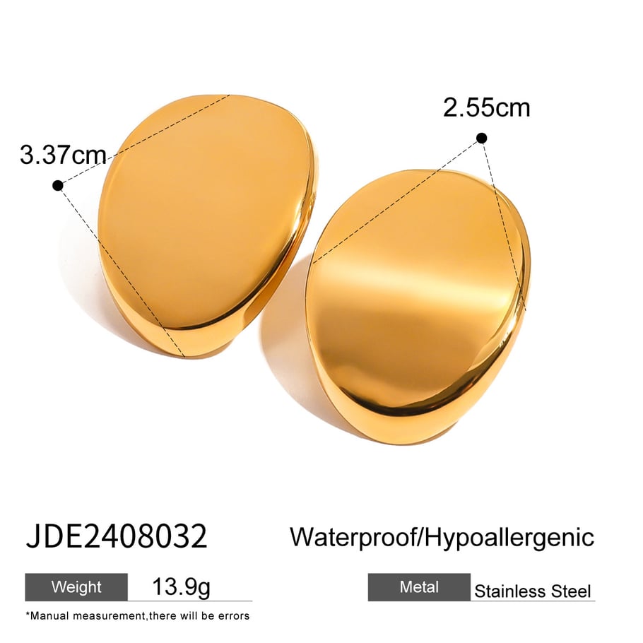 1 Pair Simple Series Simple Solid Color Stainless Steel 18K Gold Plated Women Stud Earrings Picture2