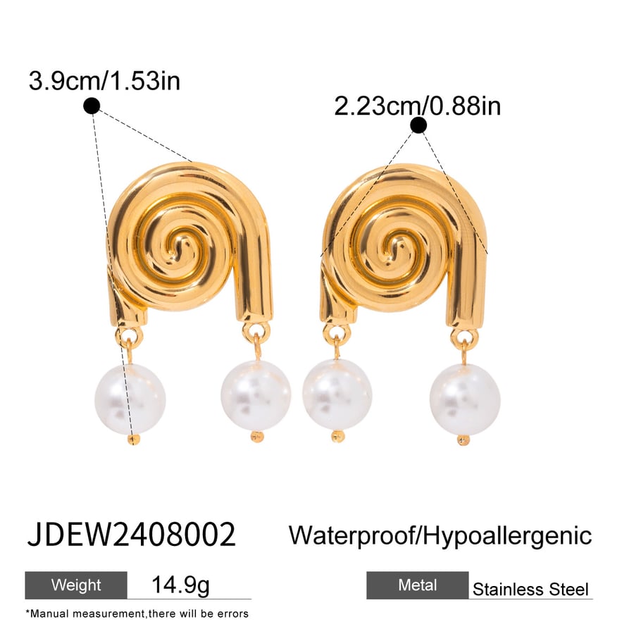 1 Pair Simple Series Vacation Turtle Stainless Steel 18K Gold Plated Artificial Pearl Women Drop Earrings Picture2
