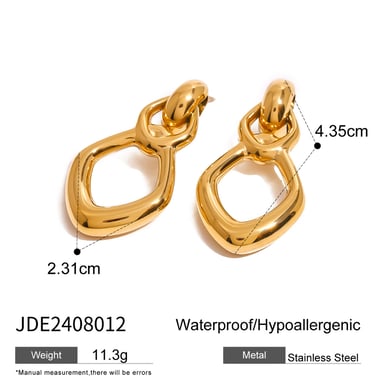 1 Pair Simple Series Simple Geometric Stainless Steel 18K Gold Plated Women Drop Earrings h5 Picture2