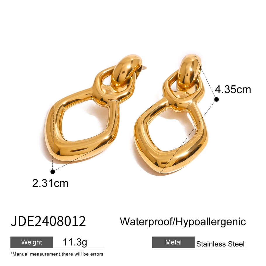 1 Pair Simple Series Simple Geometric Stainless Steel 18K Gold Plated Women Drop Earrings Picture2