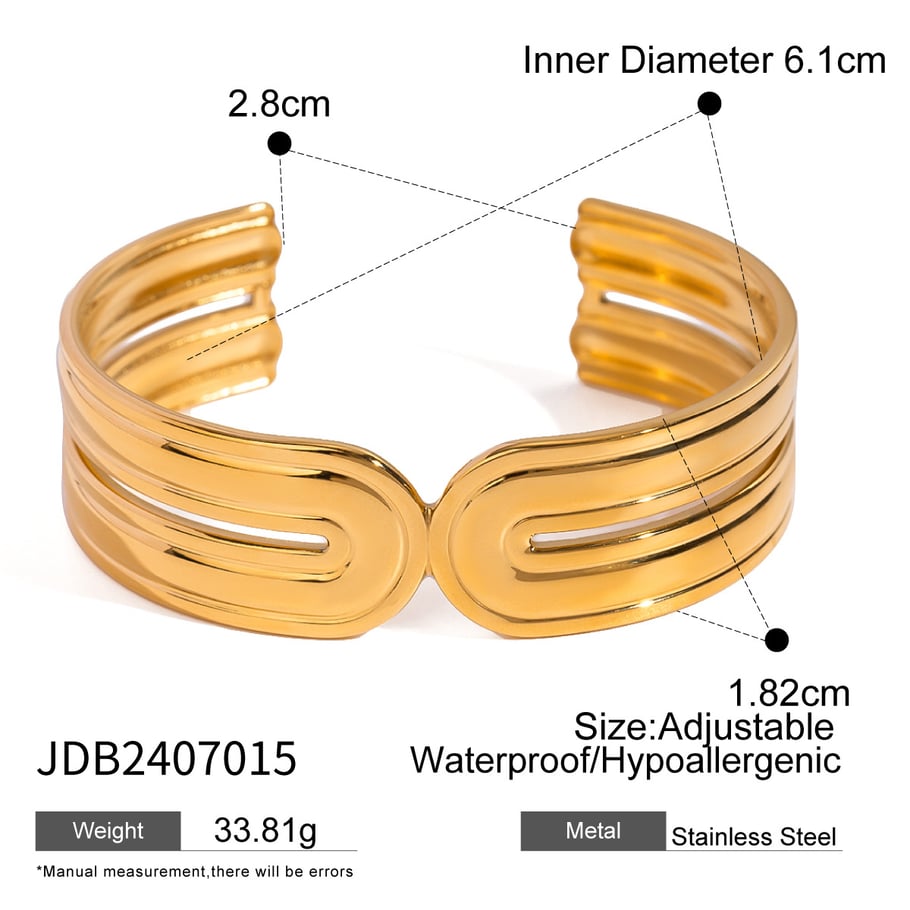 1 Piece Simple Series Retro Solid Color Stainless Steel 18K Gold Plated Women Bangles Picture2
