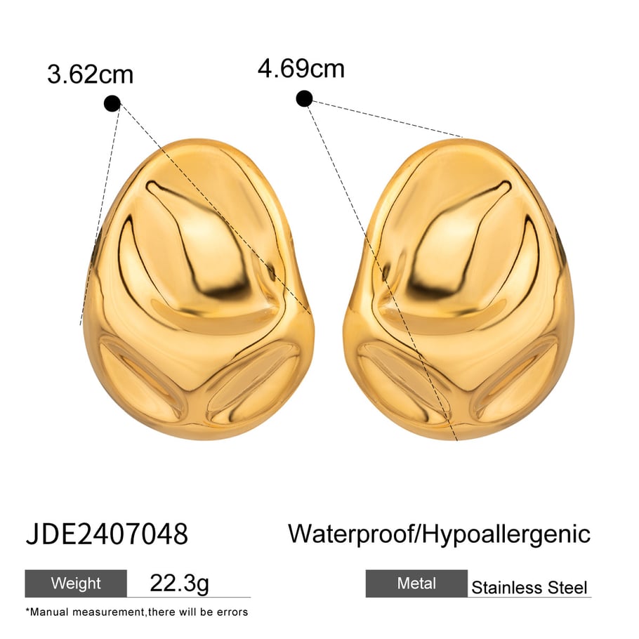 1 Paar Simple Series Einfache, einfarbige Ohrstecker aus Edelstahl mit 18 Karat Goldbeschichtung für Damen Bild2
