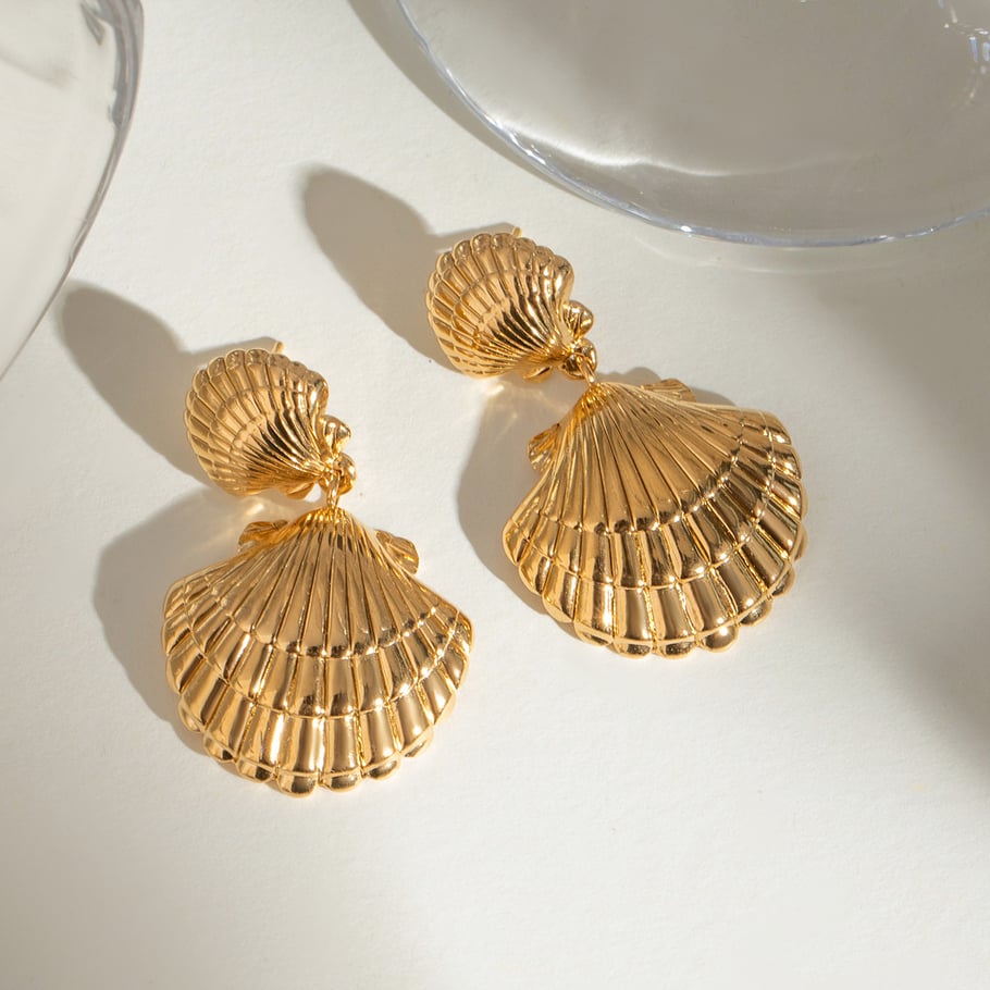 1 Pair Simple Series Vacation Turtle Stainless Steel 18K Gold Plated Women Drop Earrings 