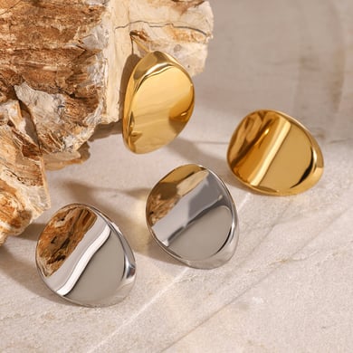 1 Pair Simple Series Simple Solid Color Stainless Steel 18K Gold Plated Women Stud Earrings h5 