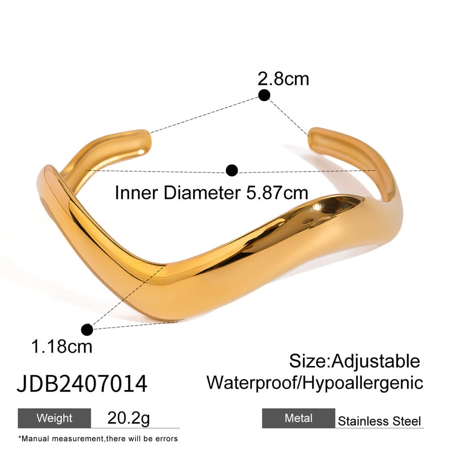 1 Piece Simple Series Simple Solid Color Stainless Steel 18K Gold Plated Women Bangles Picture2