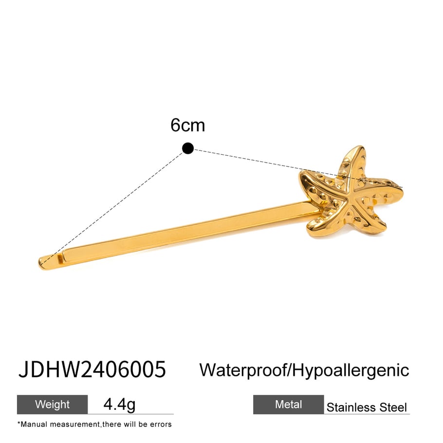 1 Pair Simple Series ins style Turtle Stainless Steel 18K Gold Plated Women Hair Clips Picture2