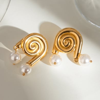 1 Pair Simple Series Vacation Turtle Stainless Steel 18K Gold Plated Artificial Pearl Women Drop Earrings h5 