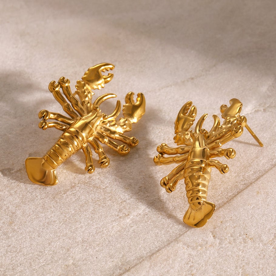 1 Paar Simple Series Vacation Animal Edelstahl 18 Karat vergoldete Damen-Ohrstecker 