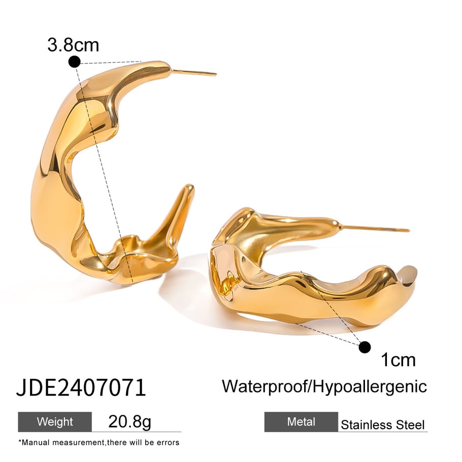 1 Pair Simple Series Simple Geometric Stainless Steel 18K Gold Plated Women Hoop Earrings Picture2