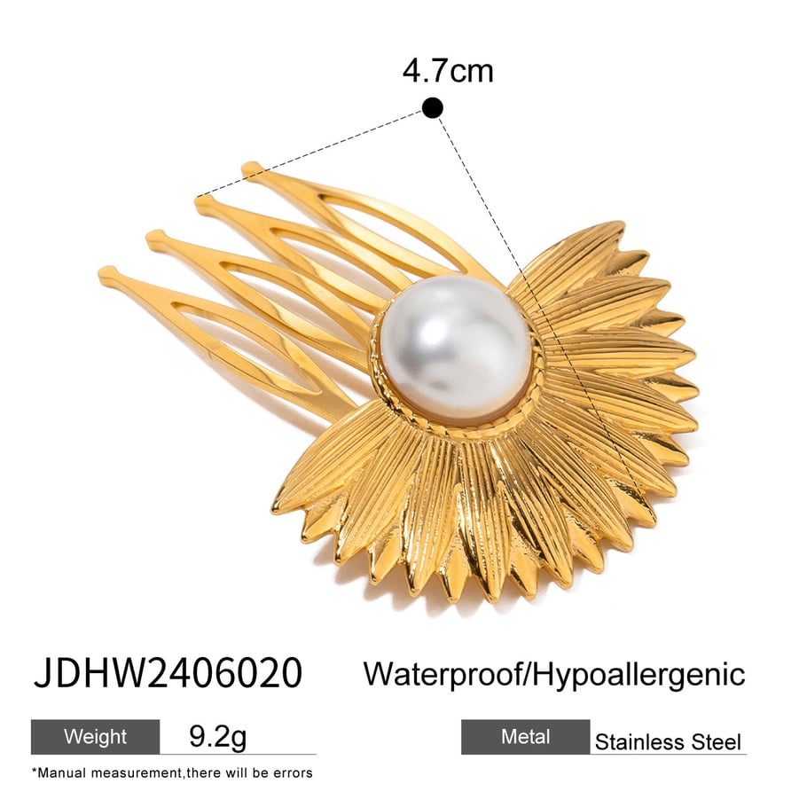 1 Pair Simple Series ins style Flower Stainless Steel 18K Gold Plated Artificial Pearl Women Hair Clips Picture2