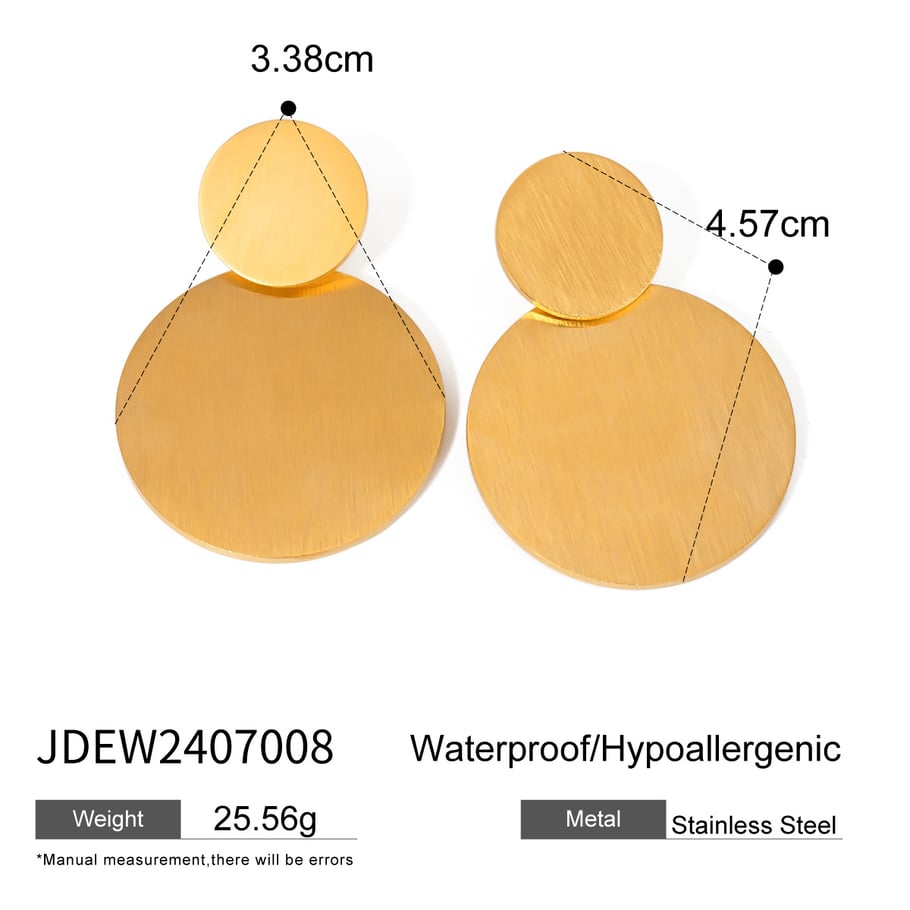 1 Pair Simple Series ins style Geometric Stainless Steel 18K Gold Plated Women Drop Earrings Picture2