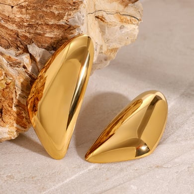 1 Pair Simple Series Simple Droplet Stainless Steel 18K Gold Plated Women Stud Earrings h5 