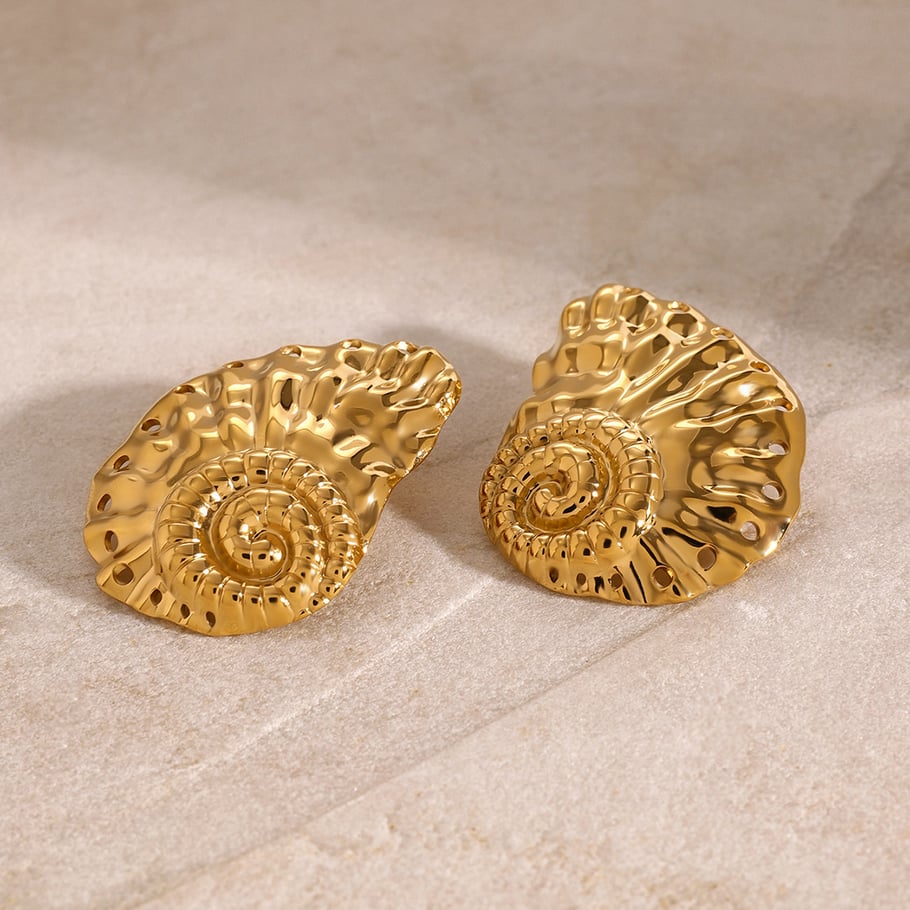 1 Pair Simple Series Vacation Turtle Stainless Steel 18K Gold Plated Women Stud Earrings 