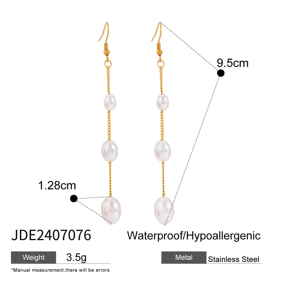 1 Pair Simple Series Elegant Tassel Stainless Steel 18K Gold Plated Artificial Pearl Women Drop Earrings Picture2