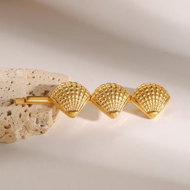 1 Pair Simple Series ins style Turtle Stainless Steel 18K Gold Plated Women Hair Clips h5 