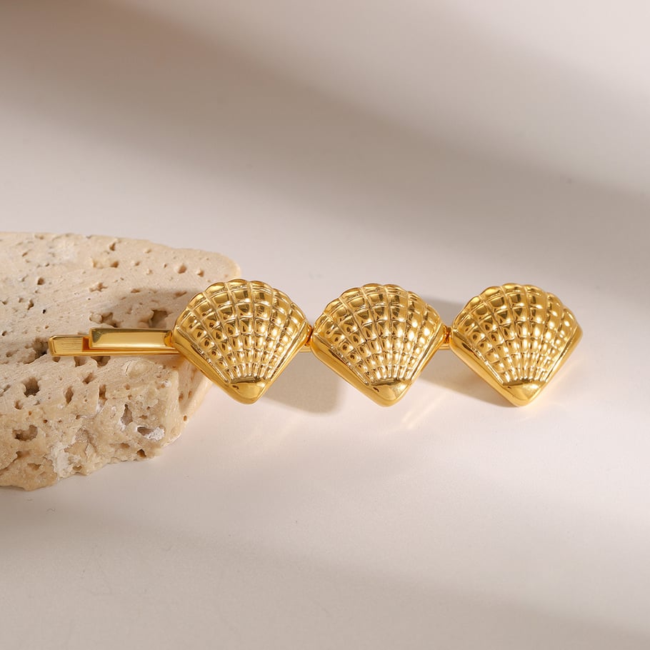 1 Pair Simple Series ins style Turtle Stainless Steel 18K Gold Plated Women Hair Clips 