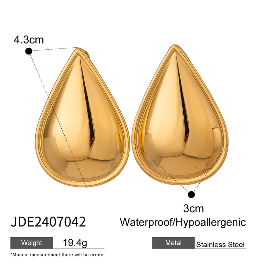 1 Pair Simple Series Simple Droplet Stainless Steel 18K Gold Plated Women Stud Earrings Picture2