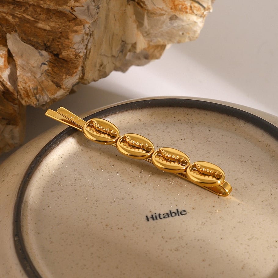 1 Pair Simple Series ins style Turtle Stainless Steel 18K Gold Plated Women Hair Clips 