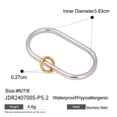 1 Pair Simple Style Solid Color Stainless Steel 18K Gold Plated Women's Single Ring h5 Picture2