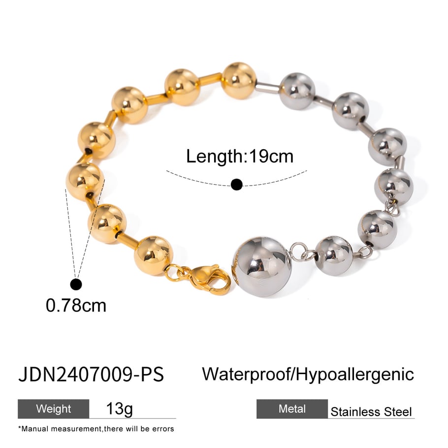 1 Piece Simple Series Simple Geometric Stainless Steel 18K Gold Plated Women Beaded Bracelets Picture2