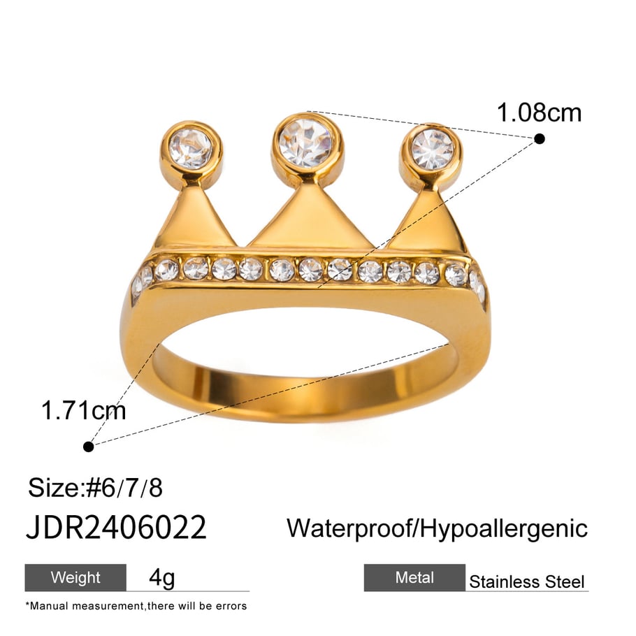 1 Pair Simple Series Simple Geometric Stainless Steel 18K Gold Plated Zircon Women Single Ring Picture2