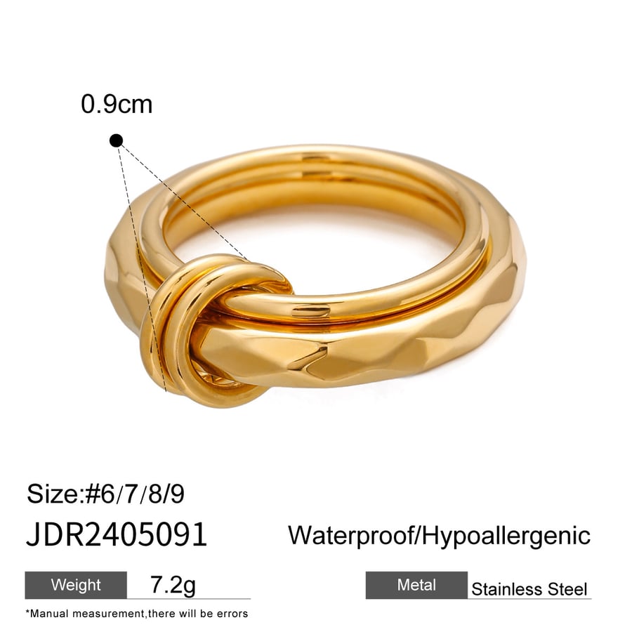 1 Pair Simple Series Simple Geometric Stainless Steel 18K Gold Plated Women Single Ring Picture2