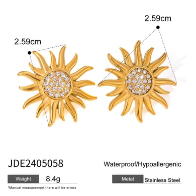 1 Paar Simple Series Retro Flower Edelstahl 18 Karat vergoldet Strass Damen Ohrringe Set h5 Bild2