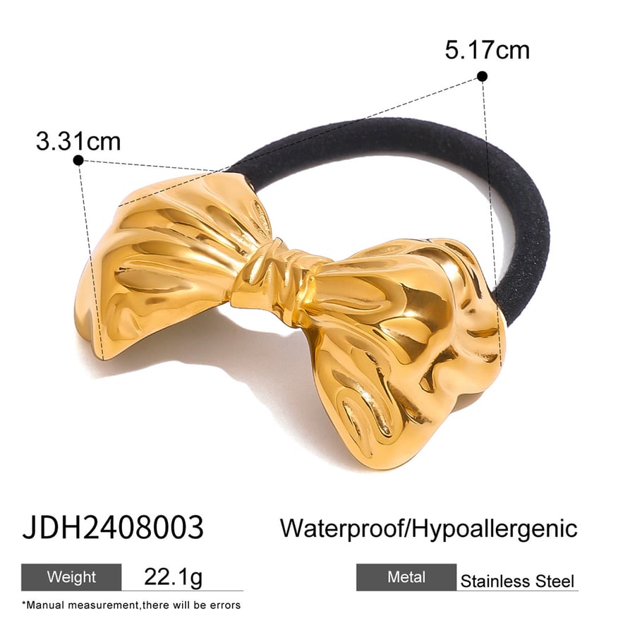 1 Paar Simple Series Retro Schleife Knoten Edelstahl 18K vergoldet Damen Haarbänder Bild2
