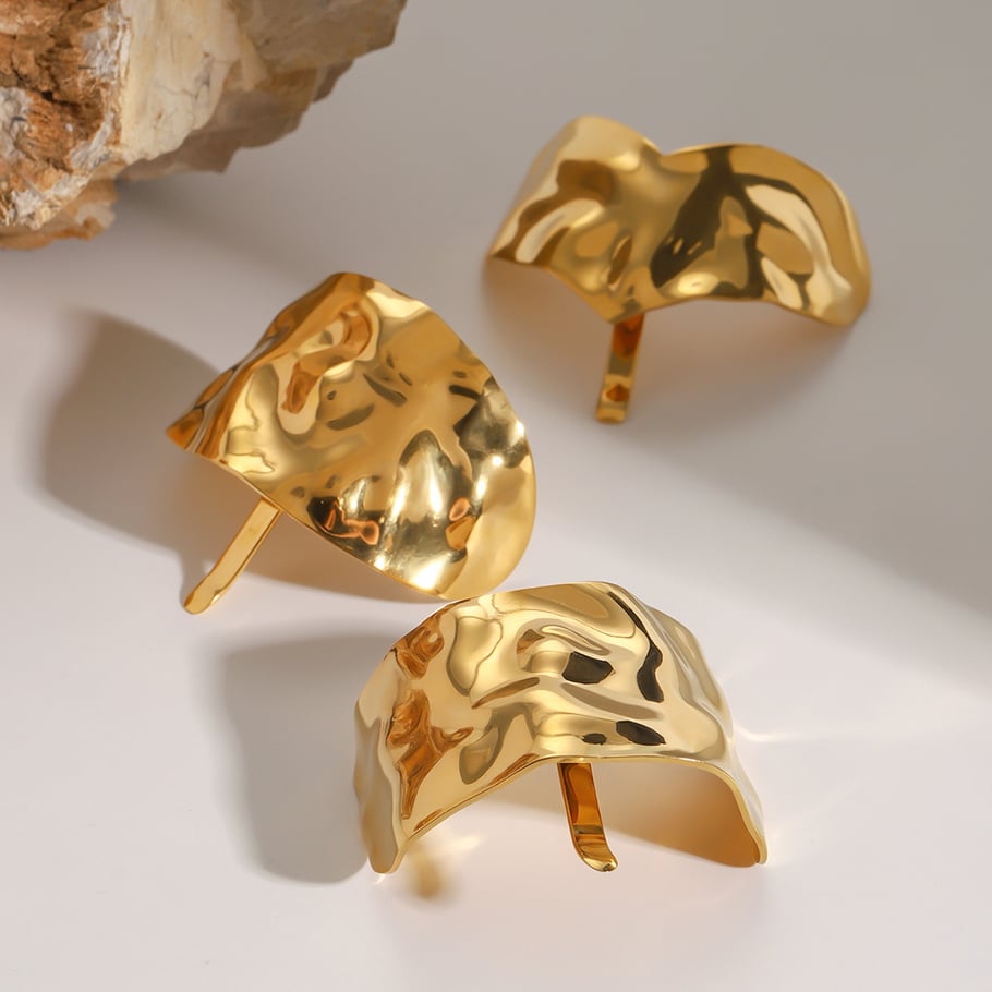 1 Pair Simple Series Retro Solid Color Stainless Steel 18K Gold Plated Women Hair Clips 