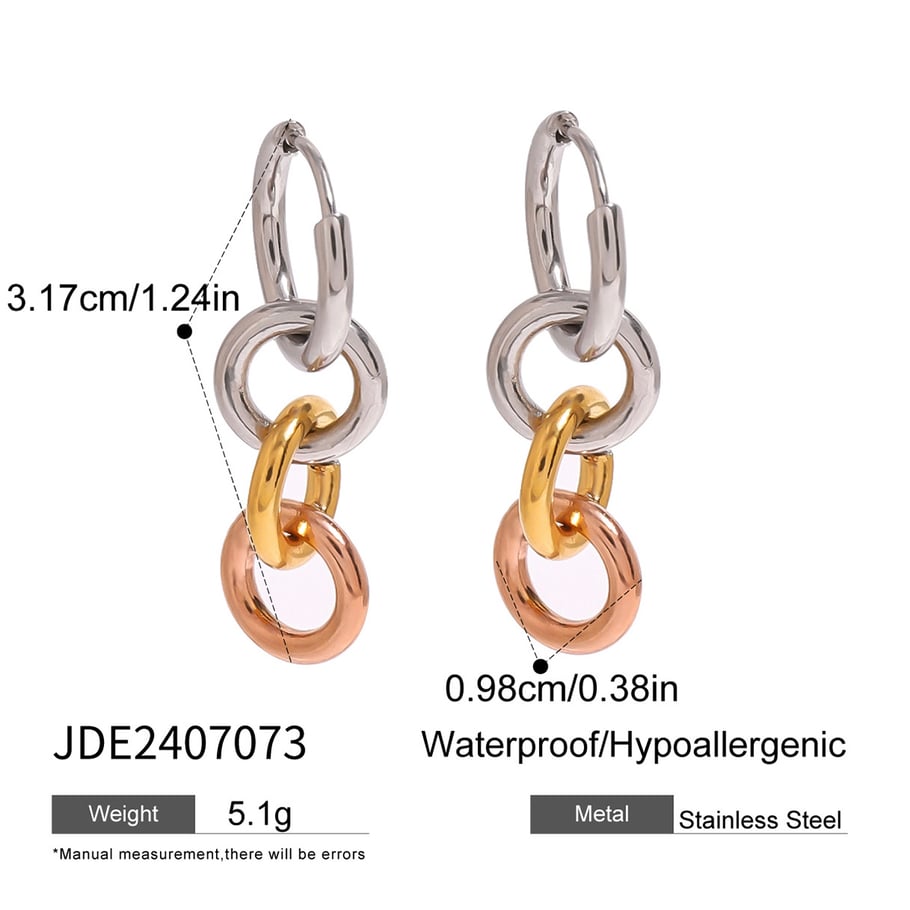 1 Pair Simple Series Simple Geometric Stainless Steel 18K Gold Plated Women Hoop Earrings Picture2
