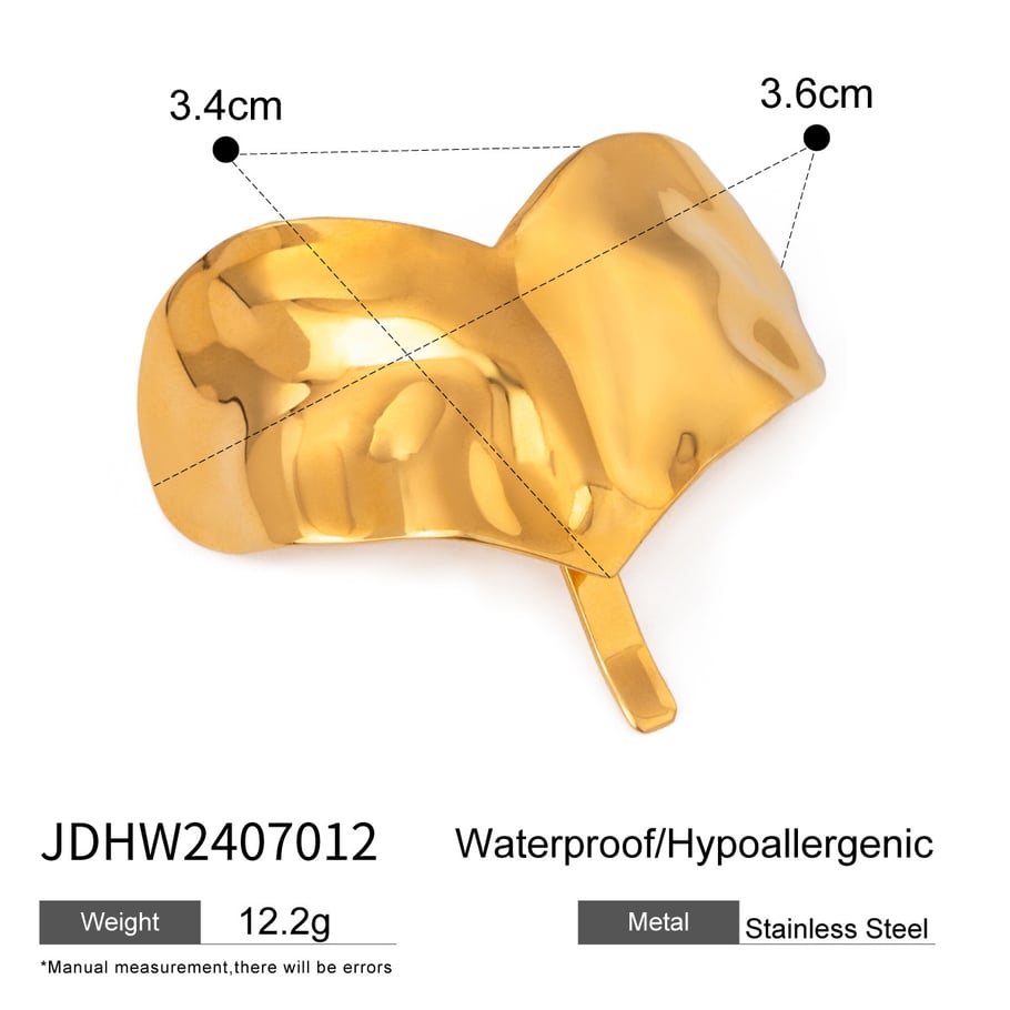 1 pair simple series retro solid color stainless steel  gold plated women hair clips Picture2
